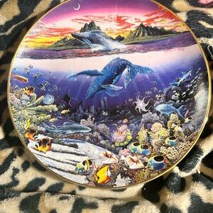 Ocean Life Decorative Collector Plate - Colorful Whale & Reef Scene